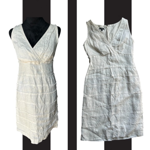 Talbots Linen Tiered Dress Sleeveless Lined Breathable Summer Cottage 4 - Picture 1 of 9